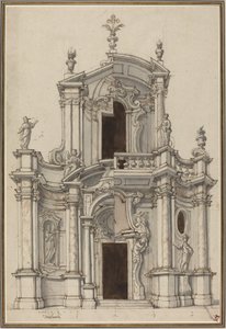 Elevación para una Fachada de Iglesia, con Alternativas de Piedmontese 18th Century