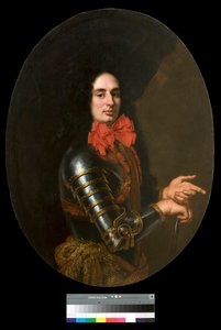 Retrato de caballero con armadura y pañuelo rojo Pintura de Pier Francesco Cittadini (1616-1681) Siglo XVII Colección particular
