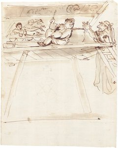 Una caricatura de Pier Francesco Mola interrumpiendo a Giovanni Battista Passeri pintando una decoración de techo de una Venus reclinada de Pier Francesco Mola