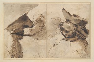 Caricaturas de dos cabezas masculinas de Pier Francesco Mola