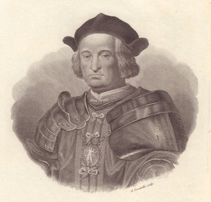 Retrato del líder militar y político italiano Gian Giacomo Trivulzio, grabado en cobre por Locatelli de Blaise Nicolas Le Sueur