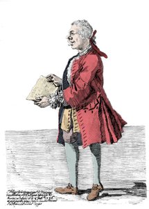 Caricatura de Giovanni Battista Pergolesi (1710-1736). Dibujo de Pier Leone Ghezzi (1674-1755) que muestra que el compositor sufría de una discapacidad en una pierna y era cojo. 1736.