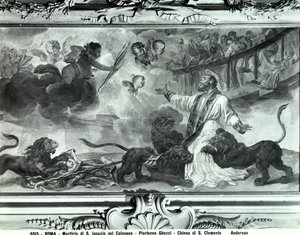 El martirio de San Ignacio de Antioquía en el Coliseo (fresco) (b/n)