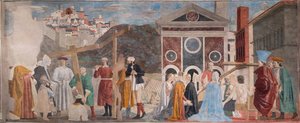 Hallazgo de las tres cruces y verificación de la Cruz, de Las historias de la Vera Cruz (fresco) de Piero della Francesca