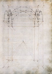 Perspectiva del pasillo con bóveda de crucería, página de De Prospectiva pingendi (Sobre la perspectiva de la pintura), de Piero della Francesca (ca 1415-1492), Italia de Piero della Francesca