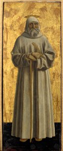 Políptico de la Misericordia: la Virgen de la Misericordia, rodeada de santos (detalle de San Benito de Nursia)