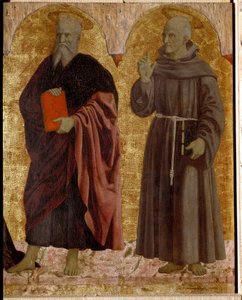 Políptico de la Misericordia: la Virgen de la Misericordia, rodeada de santos (detalle)