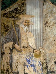 Retrato de Sigismondo Pandolfo Malatesta (1417-1468) en oración ante San Sigismondo (Sigismondo). (detalle) Fresco de Pietro di Benedetto dei Franceschi dit Piero della Francesca (1422-1492)