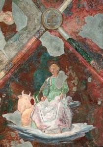 San Lucas. Detalle de un fresco atribuido a Piero della Francesca (1410/1420-1492). Capilla San Michele. Basílica de Santa Maria Maggiore, Roma. de Piero della Francesca