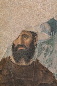 Victoria de Constantino sobre Majencio, detalle con un soldado. de Piero della Francesca