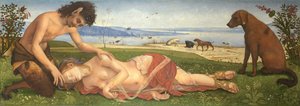 Un sátiro llorando por una ninfa, c. 1495 de Piero di Cosimo