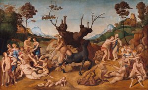 Italiano: Historia de Silenos, escena: Las desventuras de Sileno de Piero di Cosimo