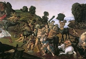 La lucha entre los lapitas y los centauros, (detalle) c.1490s de Piero di Cosimo