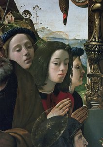 Virgen y Niño en el trono rodeados de santos (detalle) de Piero di Cosimo