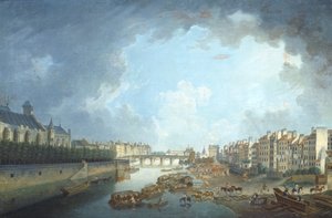 La diócesis del arzobispo, Puente Tournelle y Puerto Saint-Bernard vistos desde el Ayuntamiento en París
