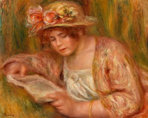 Andrée con sombrero, leyendo de Pierre-Auguste Renoir