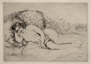 Mujer desnuda reclinada de Pierre-Auguste Renoir
