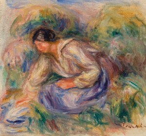 mujer en falda azul de Pierre-Auguste Renoir