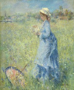 Mujer recogiendo flores