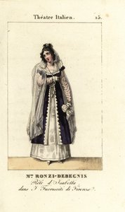 Mme. Ronzi-Debegnis en I Fuoruscit di Firenze, Theatre Italien, ,1819 (grabado)