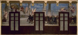Boceto para el ayuntamiento del distrito 20: Los grandes hombres de la Revolución ante el Tribunal de la Posteridad de Pierre Paul Lêon Glaize