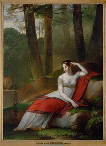 La emperatriz Josefina, primera esposa de Napoleón I, en los jardines de la Malmaison. Prud