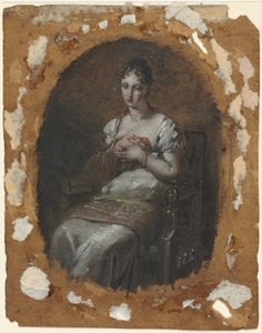 Joven sentada, último cuarto del siglo XVIII o primer cuarto del siglo XIX (óleo; líneas de encuadre en grafito) de Pierre Paul Prud
