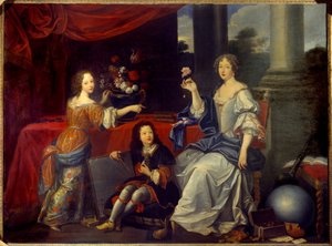 Retrato de Louise Françoise de la Baume le Blanc, Duquesa de la Vallière (Madame de La Vallière) (1644-1710), favorita de Luis XIV y sus hijos Mademoiselle de Blois y el Conde de Vermandois
