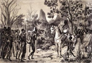 Ceremonia de presentación de un jefe negro a un rey sennariano, de 