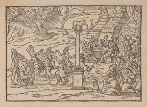 Adoración del Becerro de Oro, de Figure de la Biblia, ilustrar di stanze Toscana, por Gabriele Simeoni