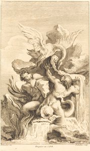 Dos tritones y un cisne de Pierre Alexandre Aveline after François Boucher