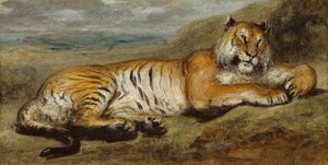 Tigre descansando, c. 1830 de Pierre Andrieu