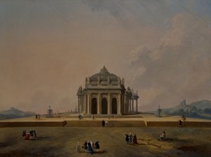 Estudios de arquitectura fantástica con figuras de Pierre Antoine Demachy