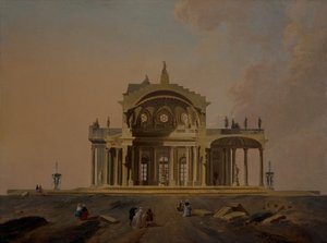 Estudios de arquitectura fantástica con figuras de Pierre Antoine Demachy