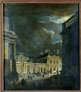 La Place du Palais Royal en París a la luz de la luna de Pierre Antoine Demachy