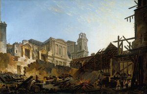 La Foire Saint-Germain tras el incendio de la noche del 16 al 17 de marzo de 1762, c.1762 (óleo sobre lienzo)