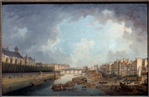El arco, el puente de la Tournelle y el Quai Saint Bernard vistos desde el Hôtel-Dieu. Vista de París
