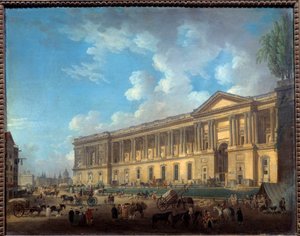 La columnata del Louvre recién despejada. Vista de París de Pierre Antoine Demachy