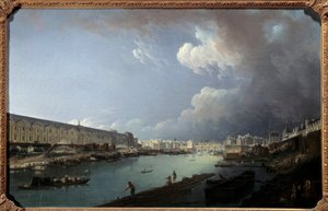 Vista del Louvre y la Île de la Cité tomada desde el Pont Royal de Pierre Antoine Demachy