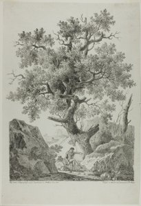 Artista en un paisaje rocoso de Pierre Antoine Mongin