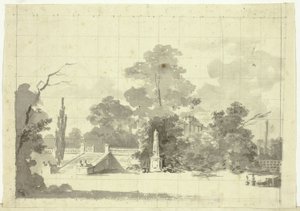 Vista del parque de Versalles: Escalera con dos pares de esfinges de Pierre Antoine Mongin