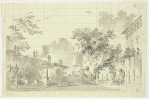 Vista del parque de Versalles: Estatuas y fuente
