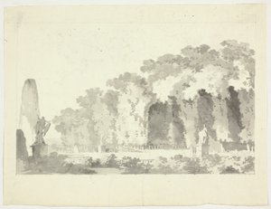Vista del parque de Versalles: Árboles y estatuas de Pierre Antoine Mongin
