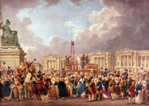 Ejecución por guillotina en París durante la Revolución Francesa, 1790s 1793-1807 de Pierre Antoine de Machy