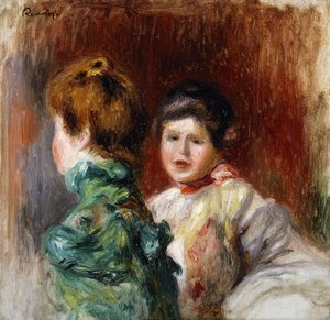 Boceto de las cabezas de dos mujeres de Pierre Auguste Renoir
