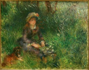 Aline Charigot con perro de Pierre Auguste Renoir