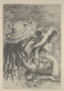 Arreglando el sombrero de Pierre Auguste Renoir