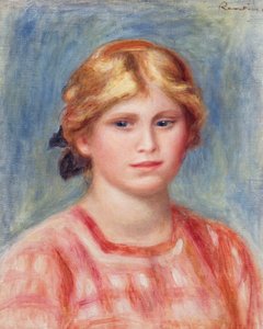 Busto de una mujer con blusa color rosa, 1905 de Pierre Auguste Renoir