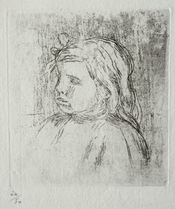 Claude Renoir, de tres cuartos a la izquierda de Pierre Auguste Renoir