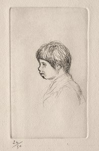 Claude Renoir, el hijo del artista, de perfil de Pierre Auguste Renoir